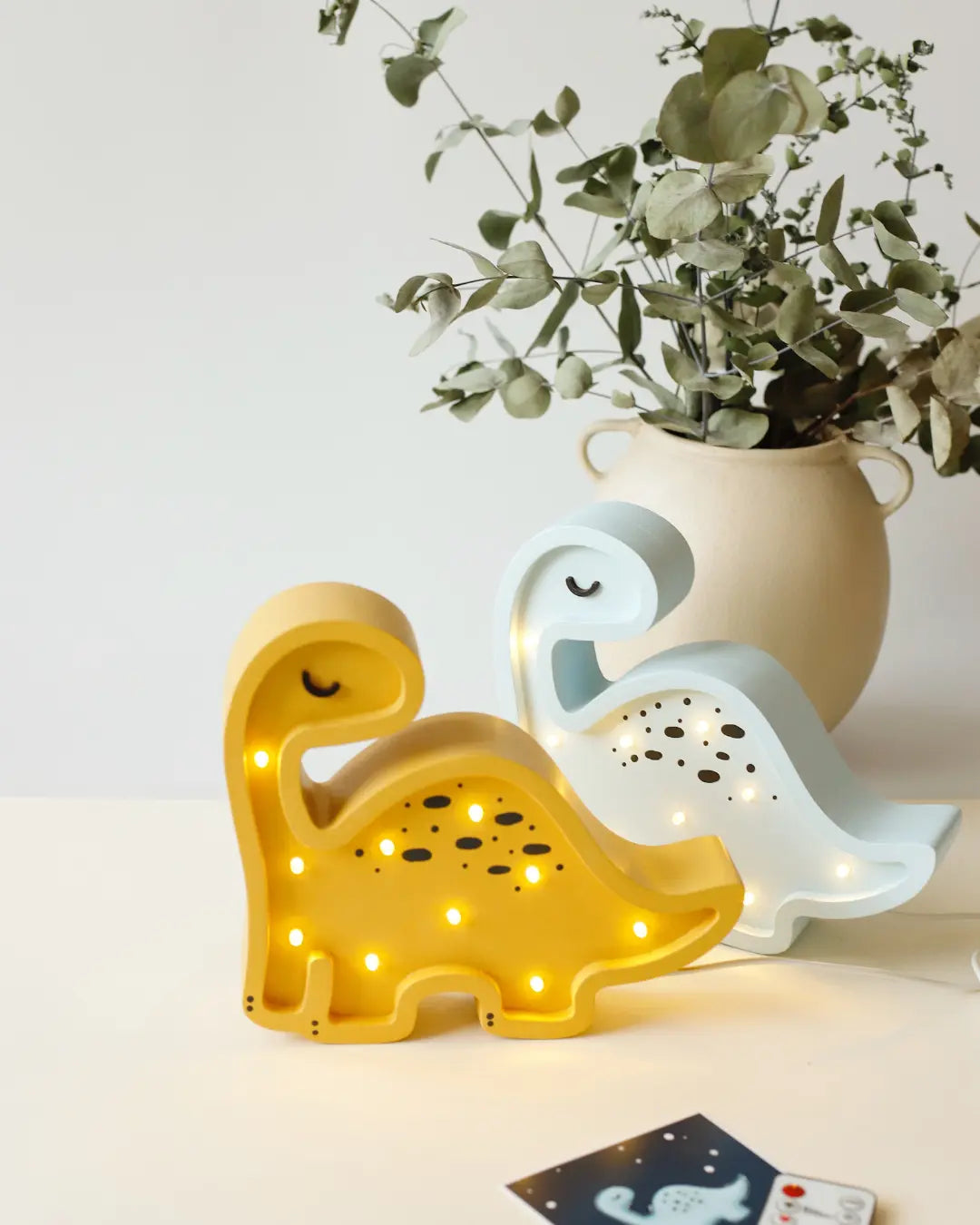 Dino | Mini Wooden Night Light for Kids (Yellow)