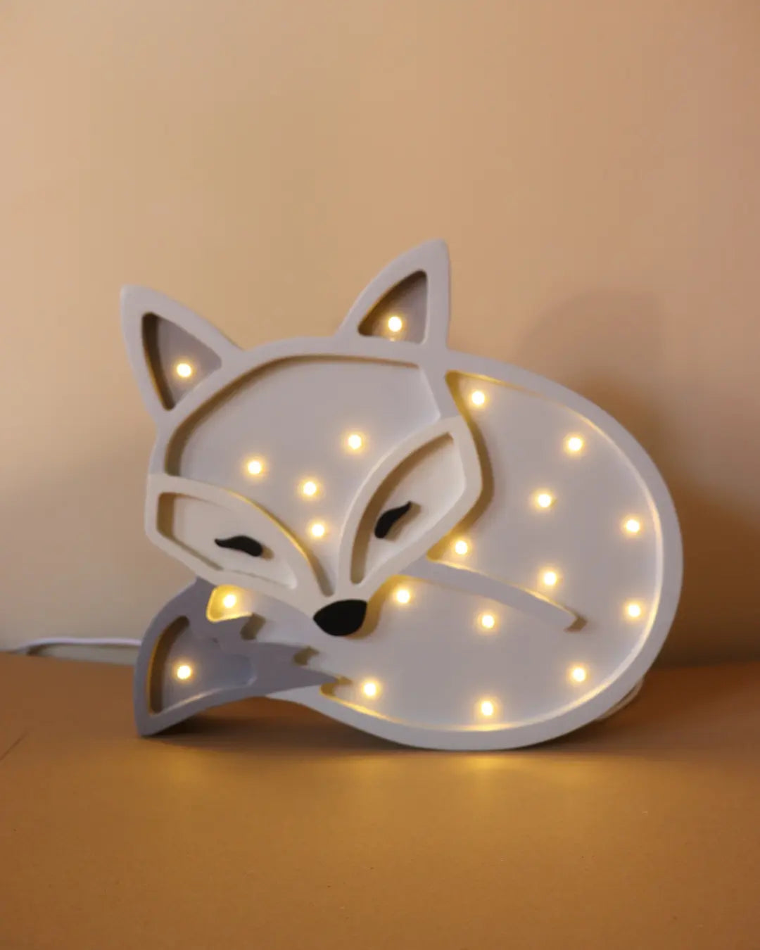 Fox | Wooden LED Night Light for Kids (Grey)