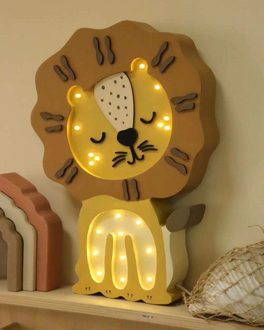 Lion | Wooden LED Night Light (Yellow)