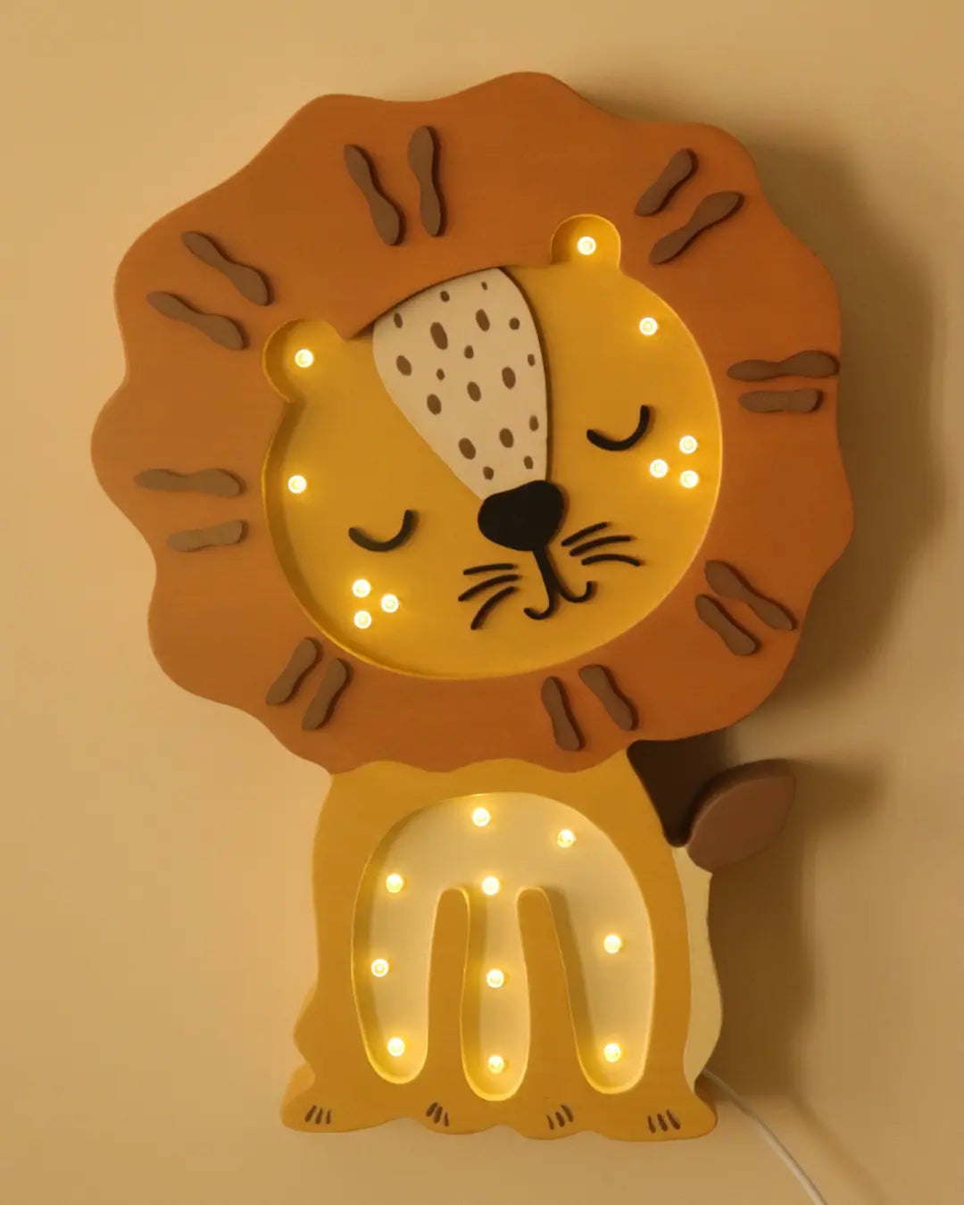 Lion | Wooden LED Night Light (Yellow)