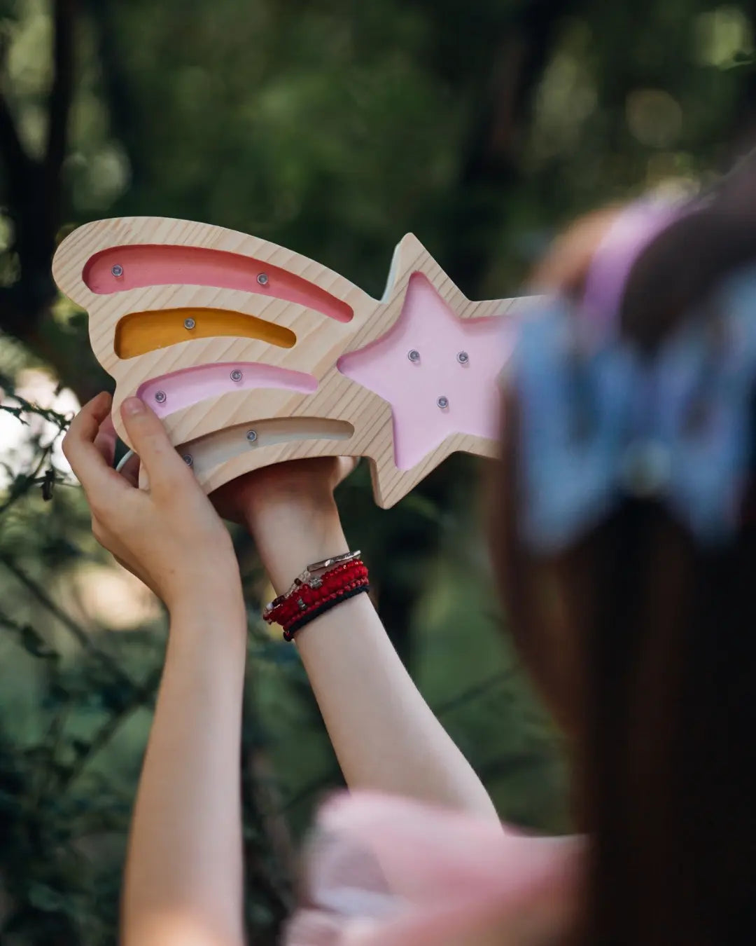 Magic Star | Mini Wooden Night Light for Kids (Pink)