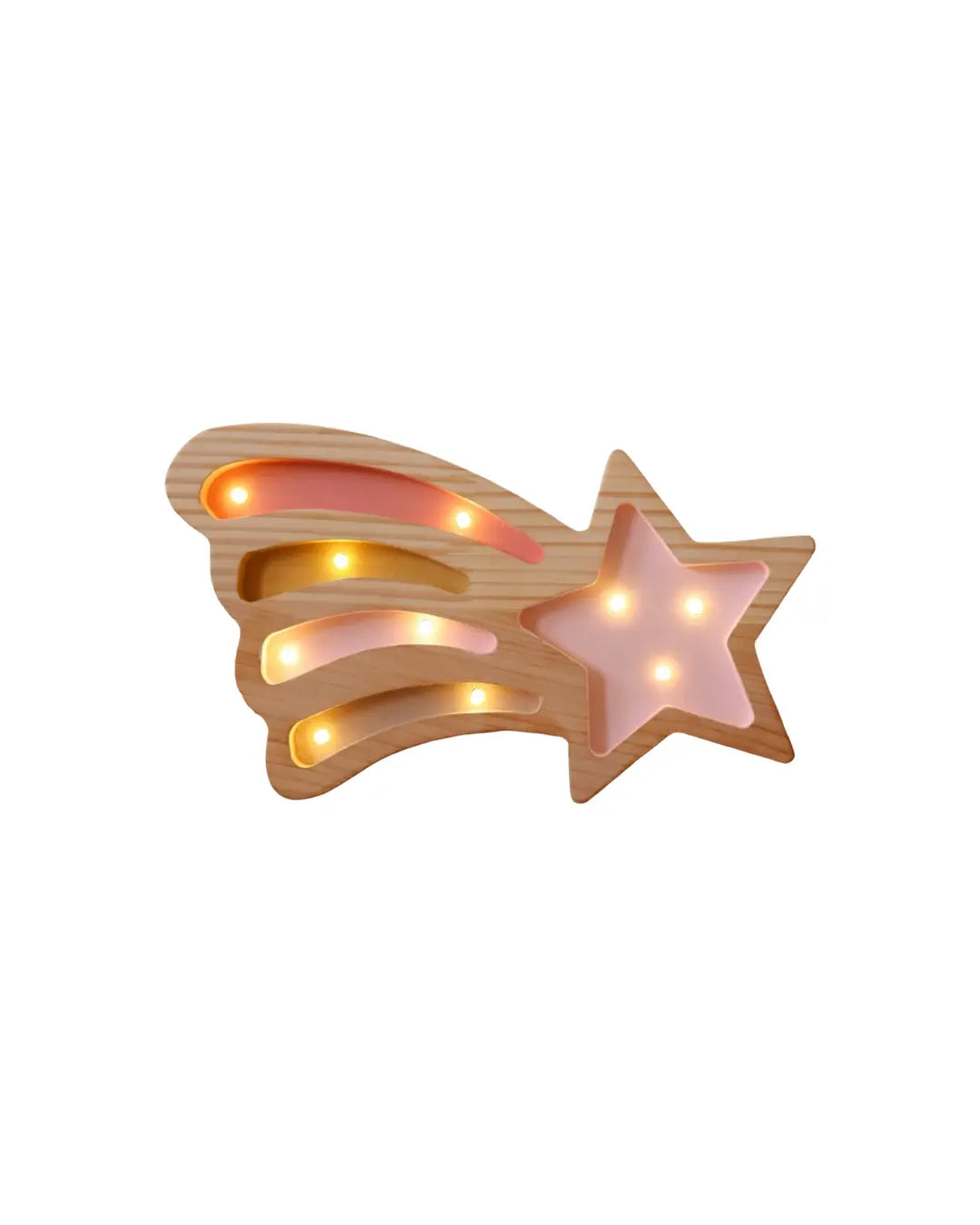 Magic Star | Mini Wooden Night Light for Kids (Pink)
