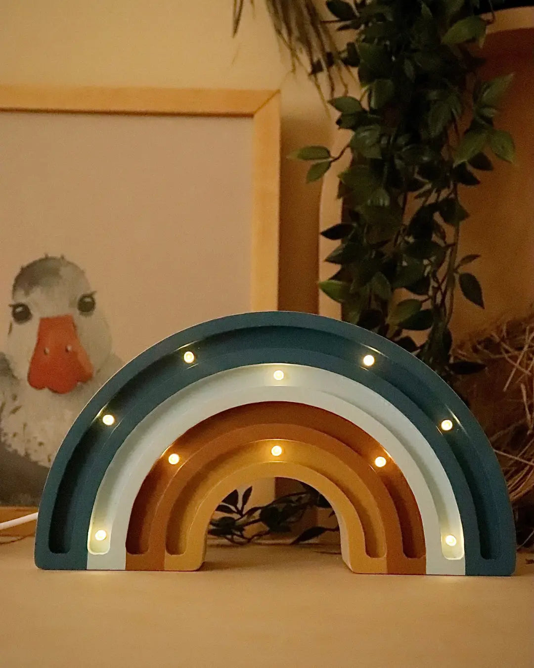 Rainbow | Mini Wooden Night Light for Kids (Denim)