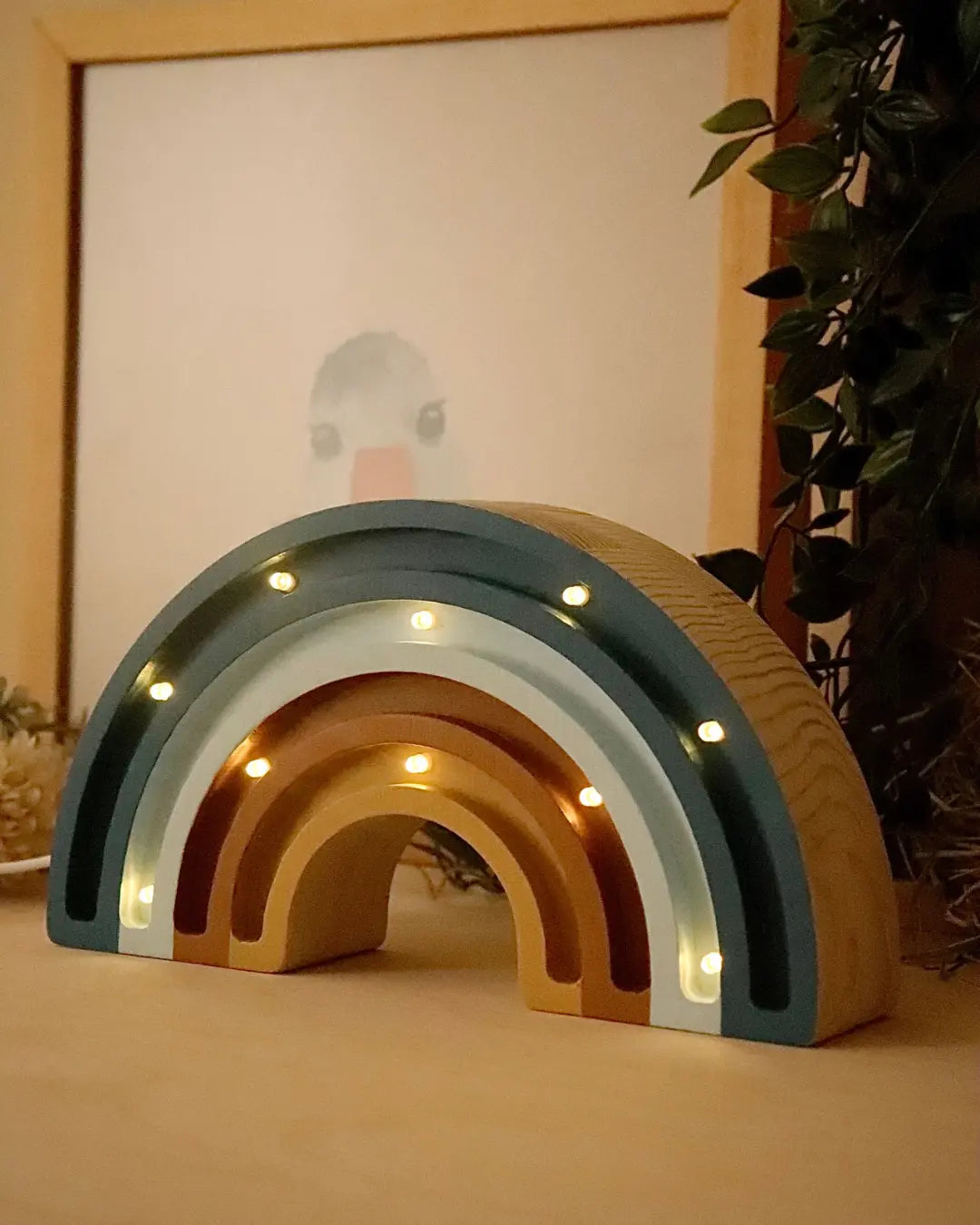 Rainbow | Mini Wooden Night Light for Kids (Denim)