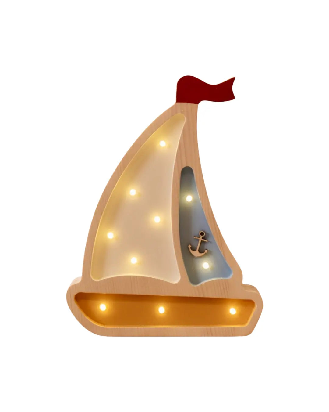 Sailboat | Mini Wooden Night Light for Kids (Yellow)