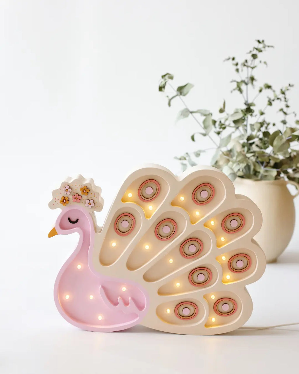 Peacock | Wooden LED Night Light for Kids (Pink)