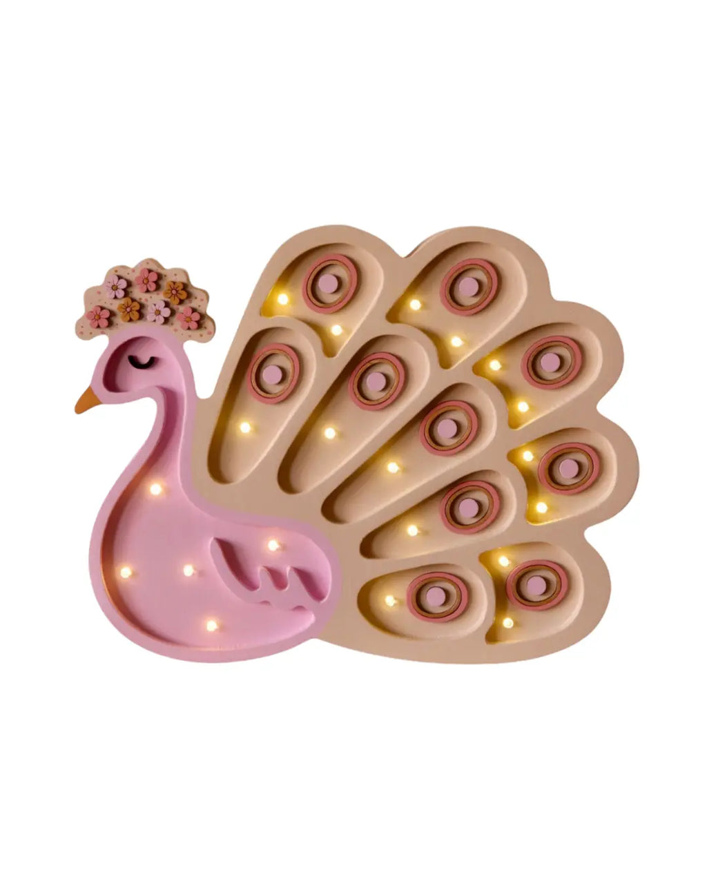Peacock | Wooden LED Night Light for Kids (Pink)