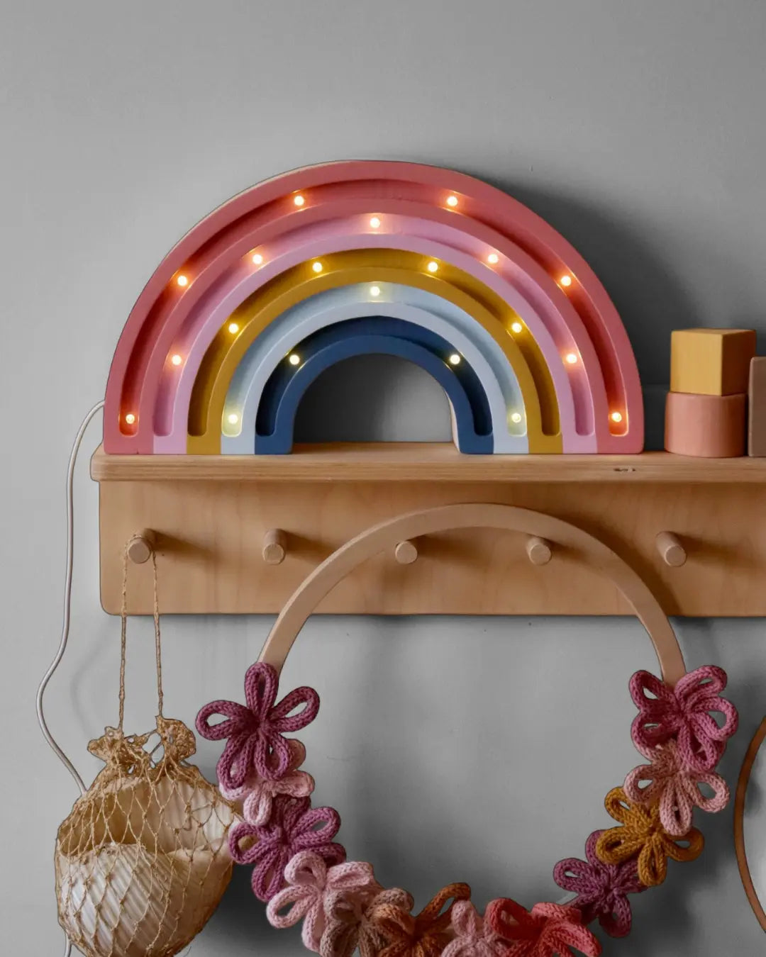 Rainbow | Wooden LED Night Light (Pink)