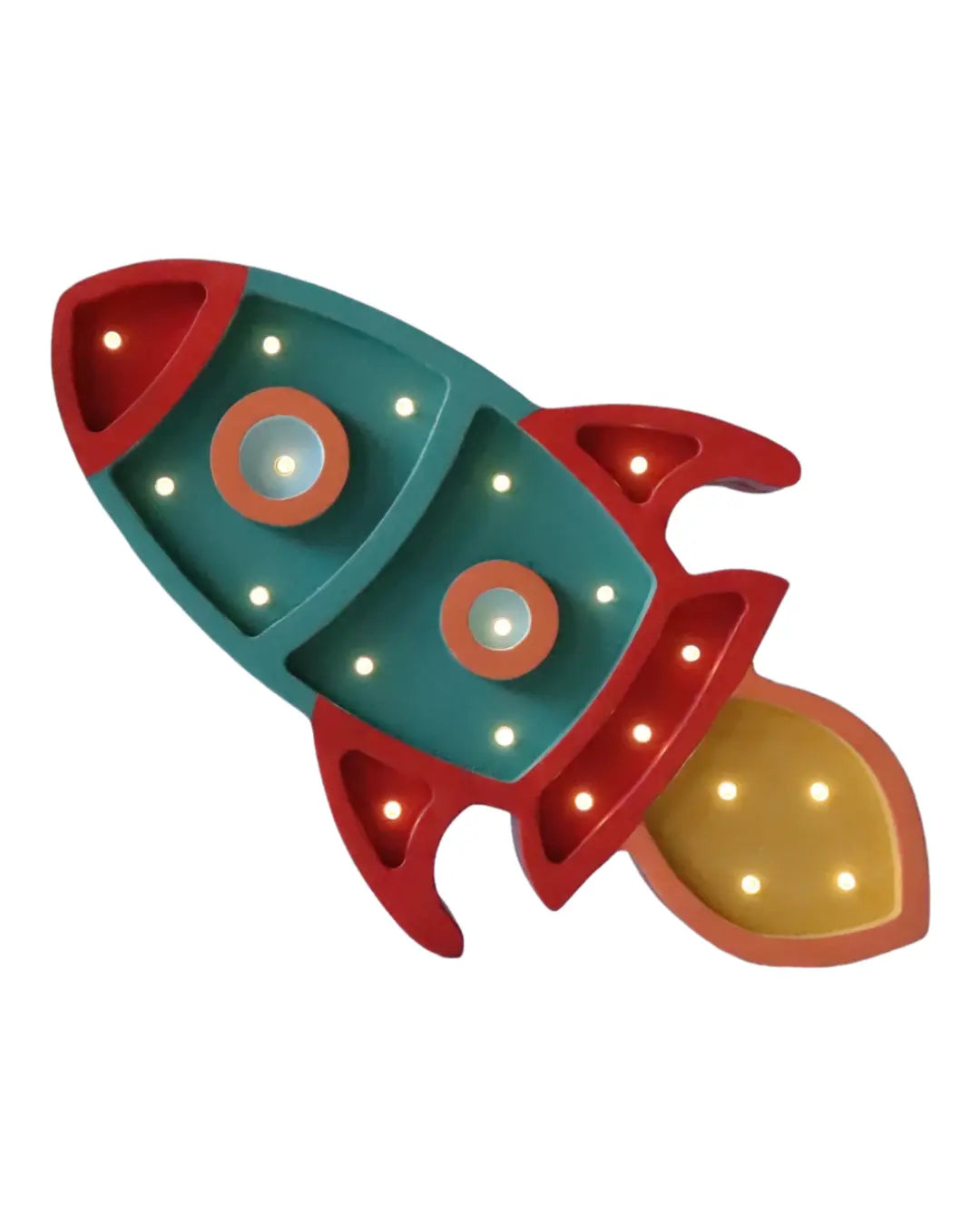 Rocket | Wooden LED Night Light (Turquoise-Red)