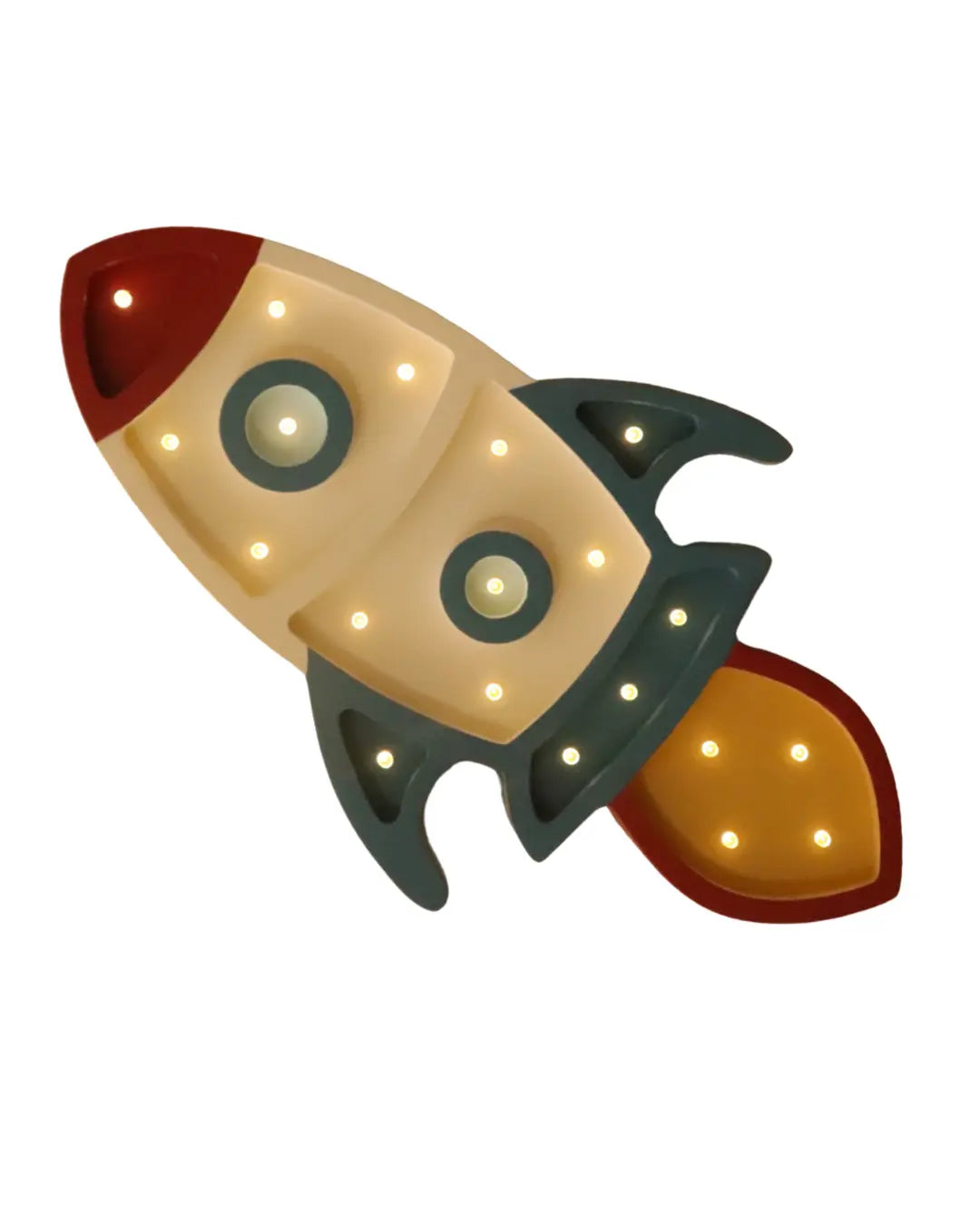 Rocket | Wooden LED Night Light (White-Denim)