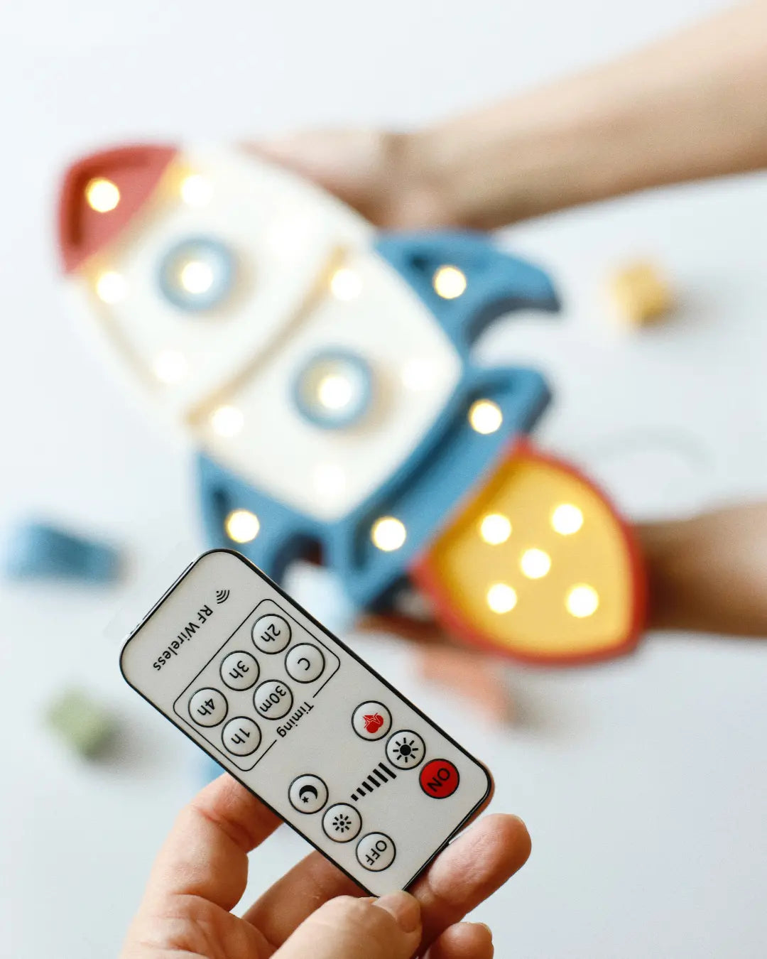 Rocket | Wooden LED Night Light (White-Denim)