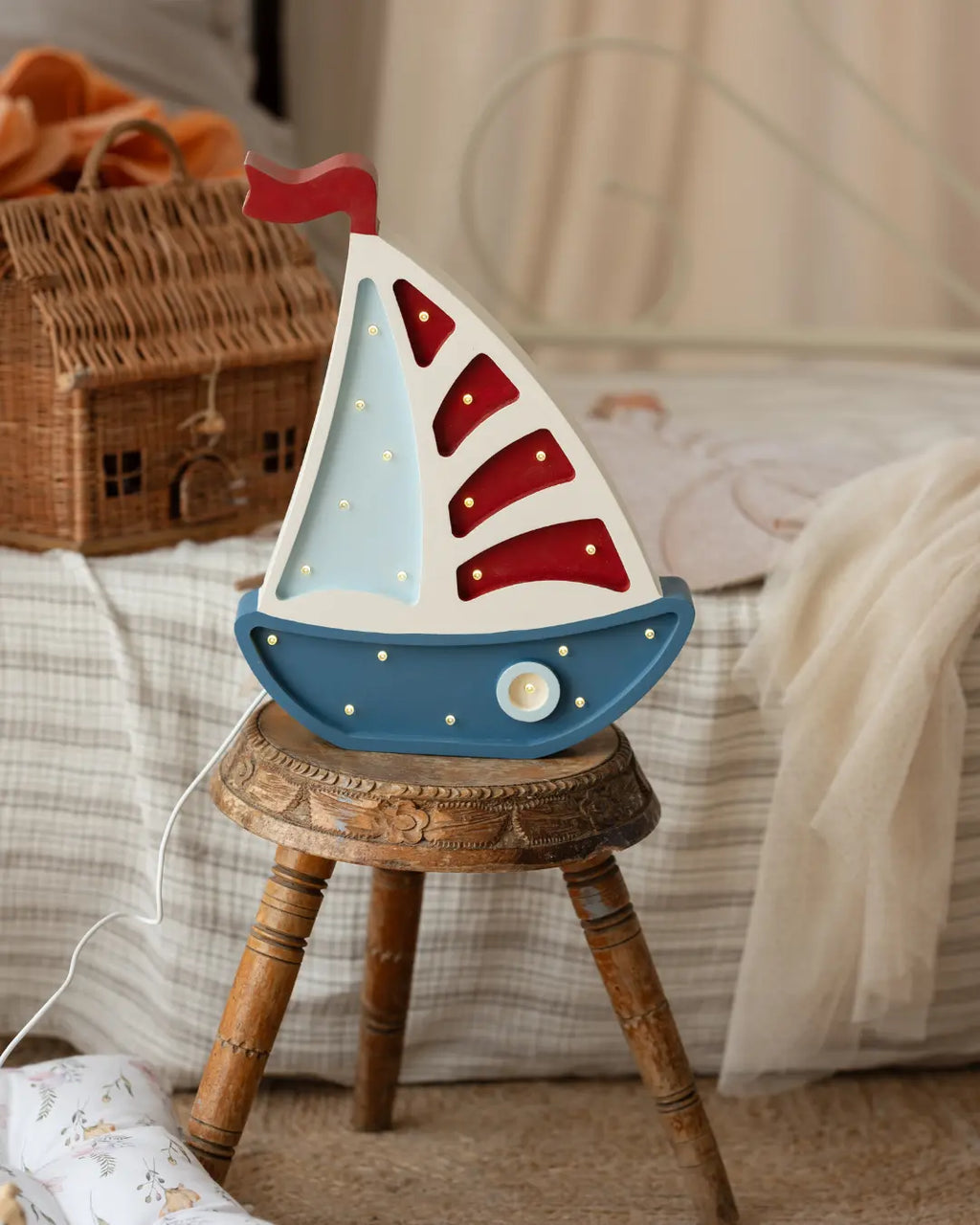 Sailboat | Wooden LED Night Light (Denim)