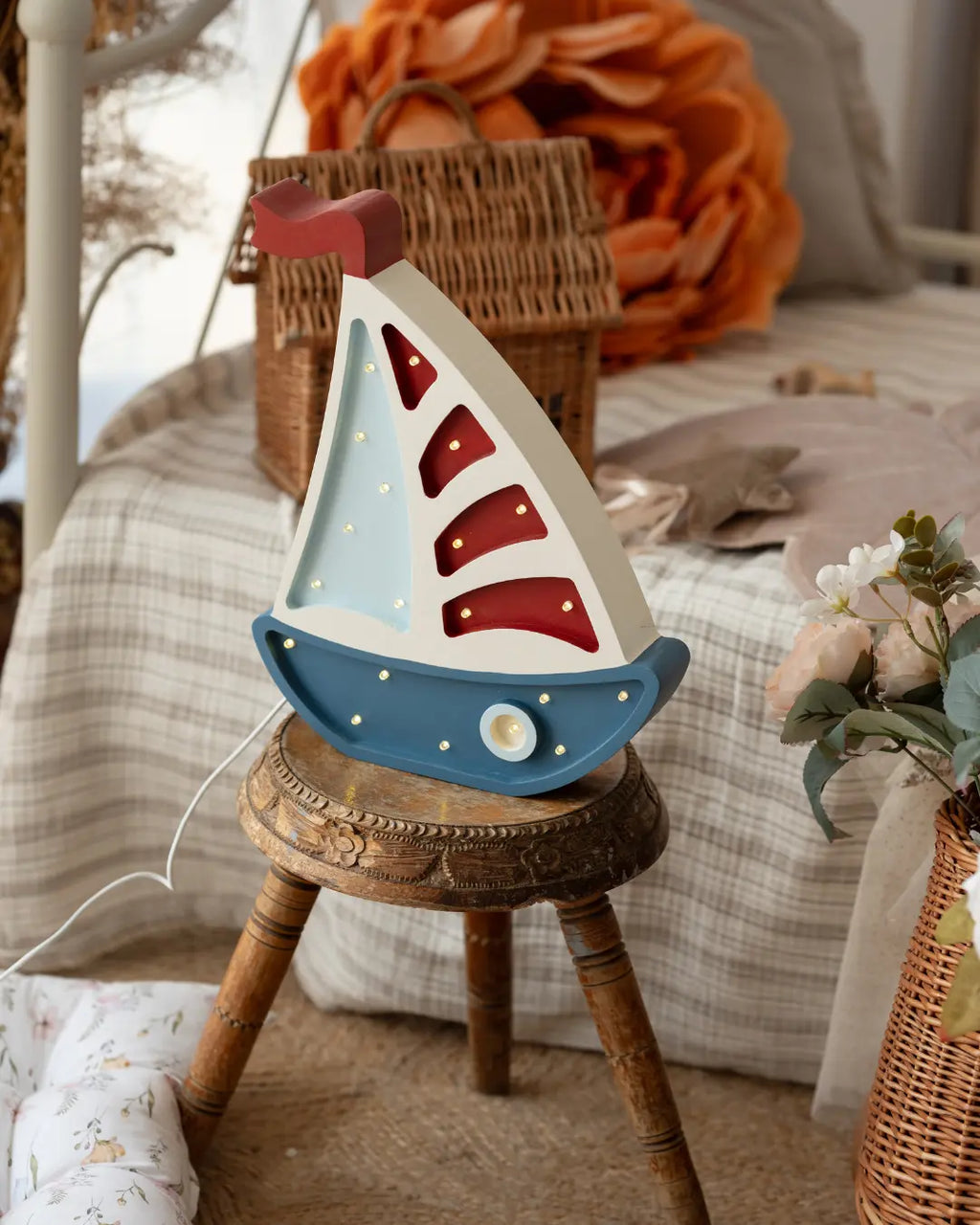 Sailboat | Wooden LED Night Light (Denim)