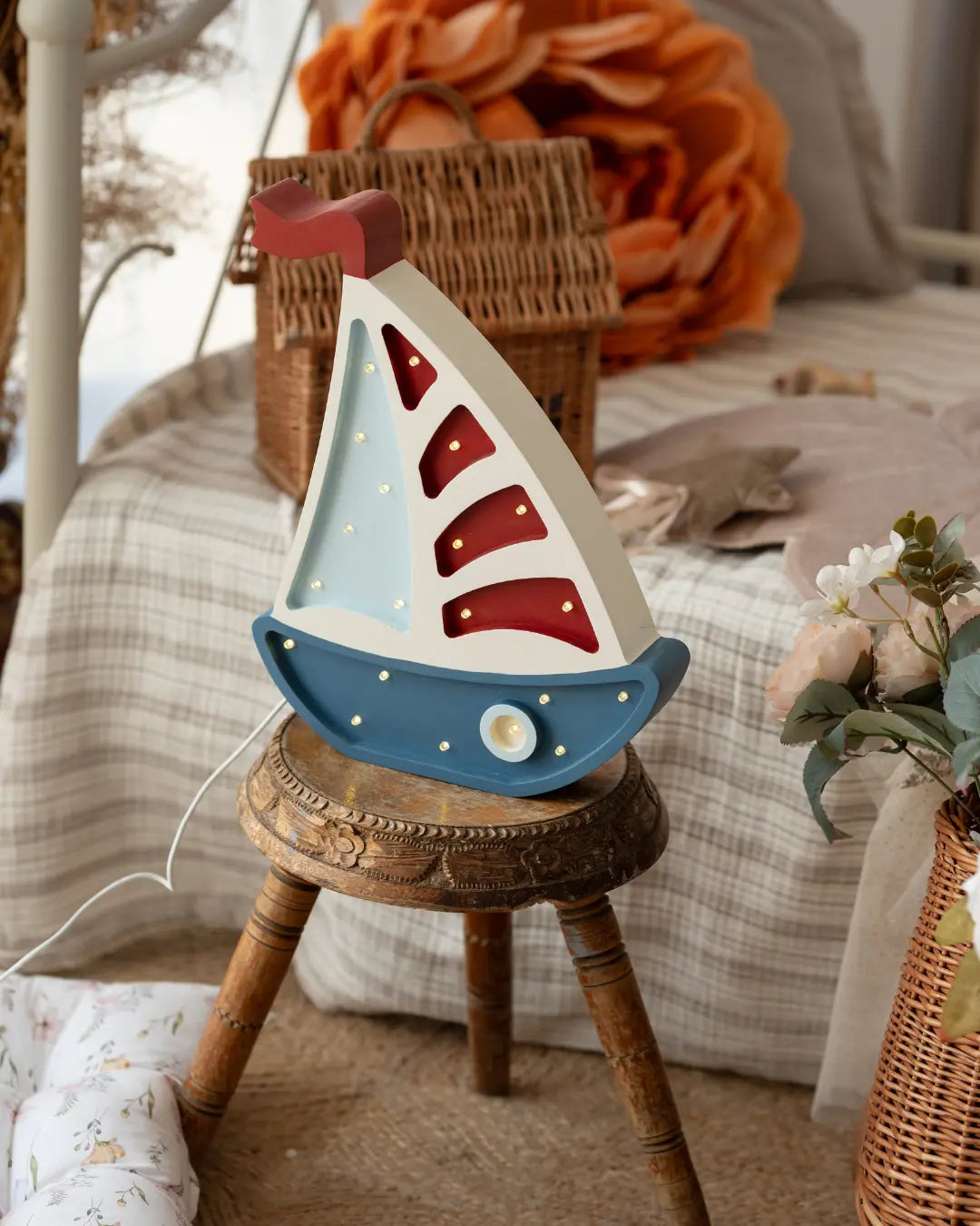 Sailboat | Wooden LED Night Light (Denim)