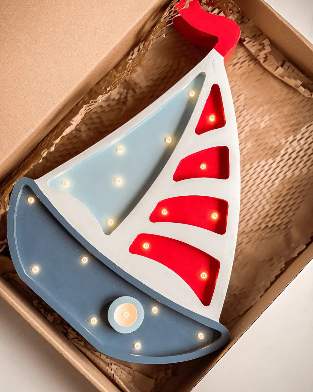 Sailboat | Wooden LED Night Light (Denim)