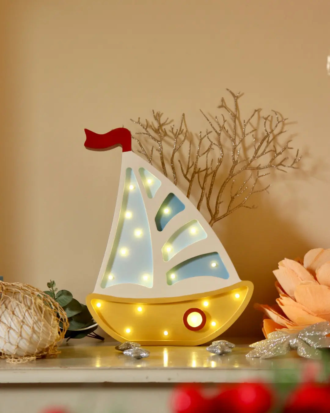 Sailboat | Wooden LED Night Light (Yellow)
