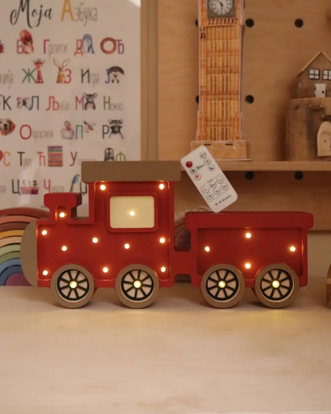 Train| Wooden LED Night Light (Red)