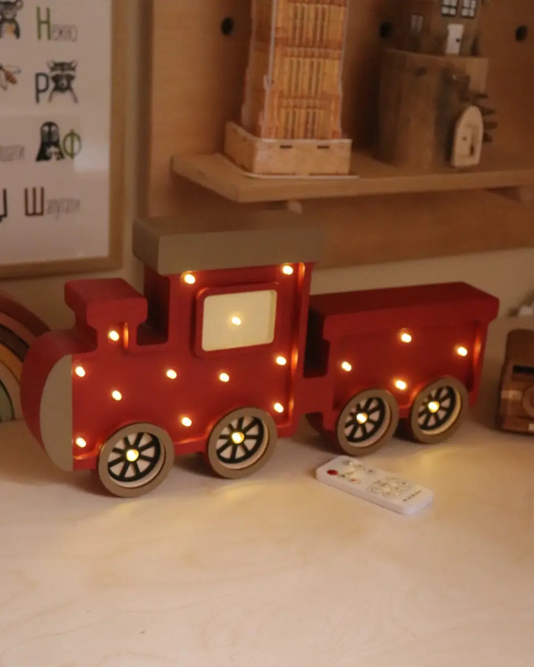 Train| Wooden LED Night Light (Red)