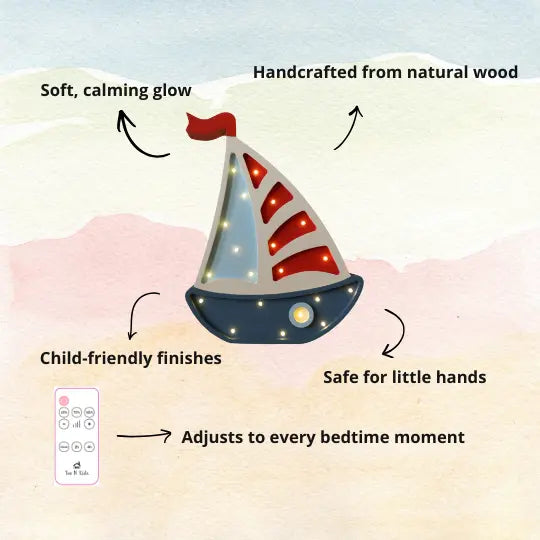 Sailboat | Wooden LED Night Light (Denim)