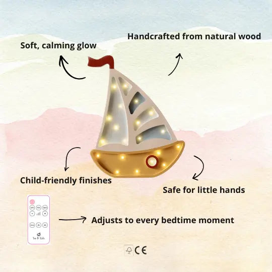 Sailboat | Wooden LED Night Light (Yellow)