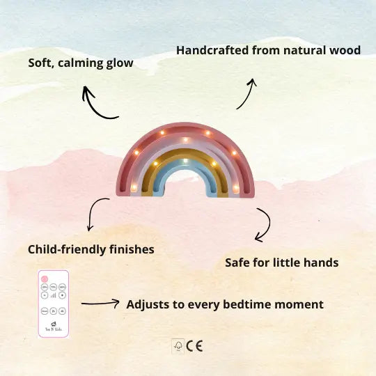 Rainbow | Mini Wooden Night Light for Kids (Pink)
