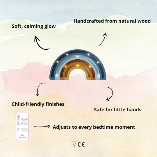 Rainbow | Mini Wooden Night Light for Kids (Denim)