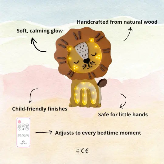 Lion | Wooden LED Night Light (Yellow)