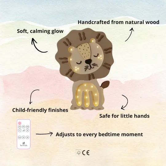 Lion | Wooden LED Night Light (Grey)