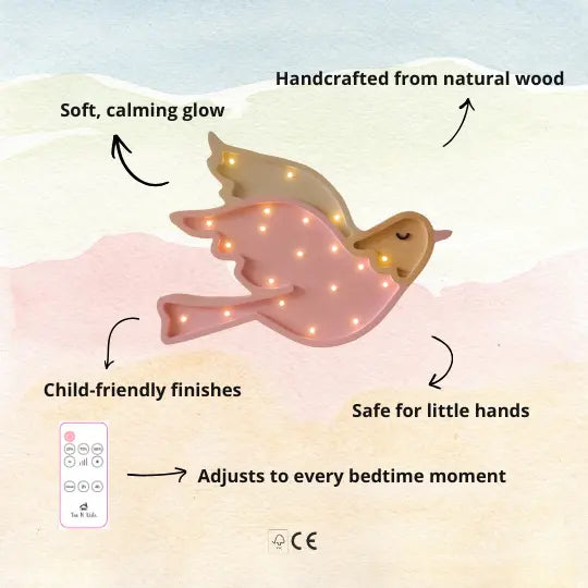 Dove | Wooden LED Night Light (Pink)