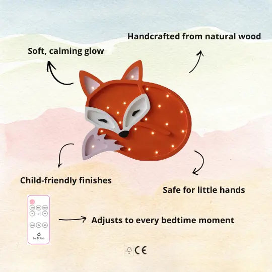 Fox | Wooden LED Night Light for Kids (Orange)