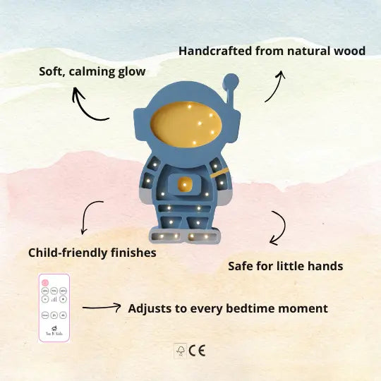 Astronaut | Wooden LED Night Light (Denim)