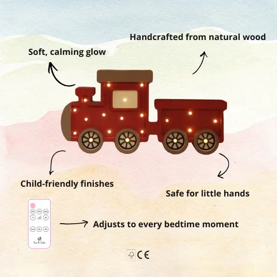 Train| Wooden LED Night Light (Red)