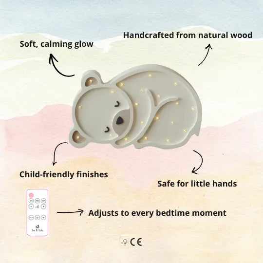 Bear | Wooden LED Night Light (White)
