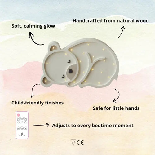 Bear | Wooden LED Night Light (White)