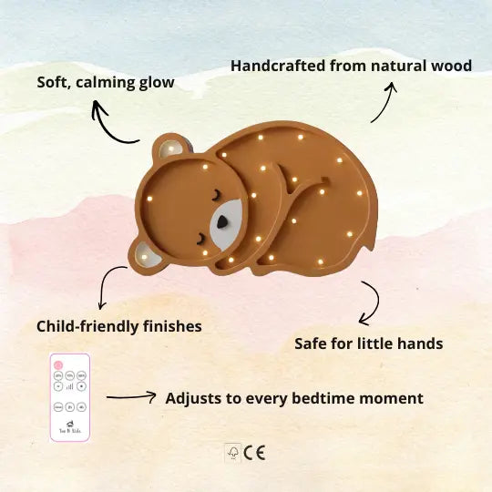 Bear | Wooden LED Night Light (Light Brown)