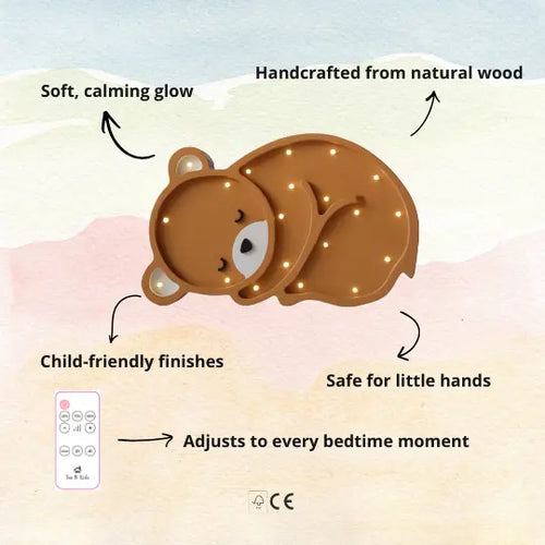 Bear | Wooden LED Night Light (Light Brown)