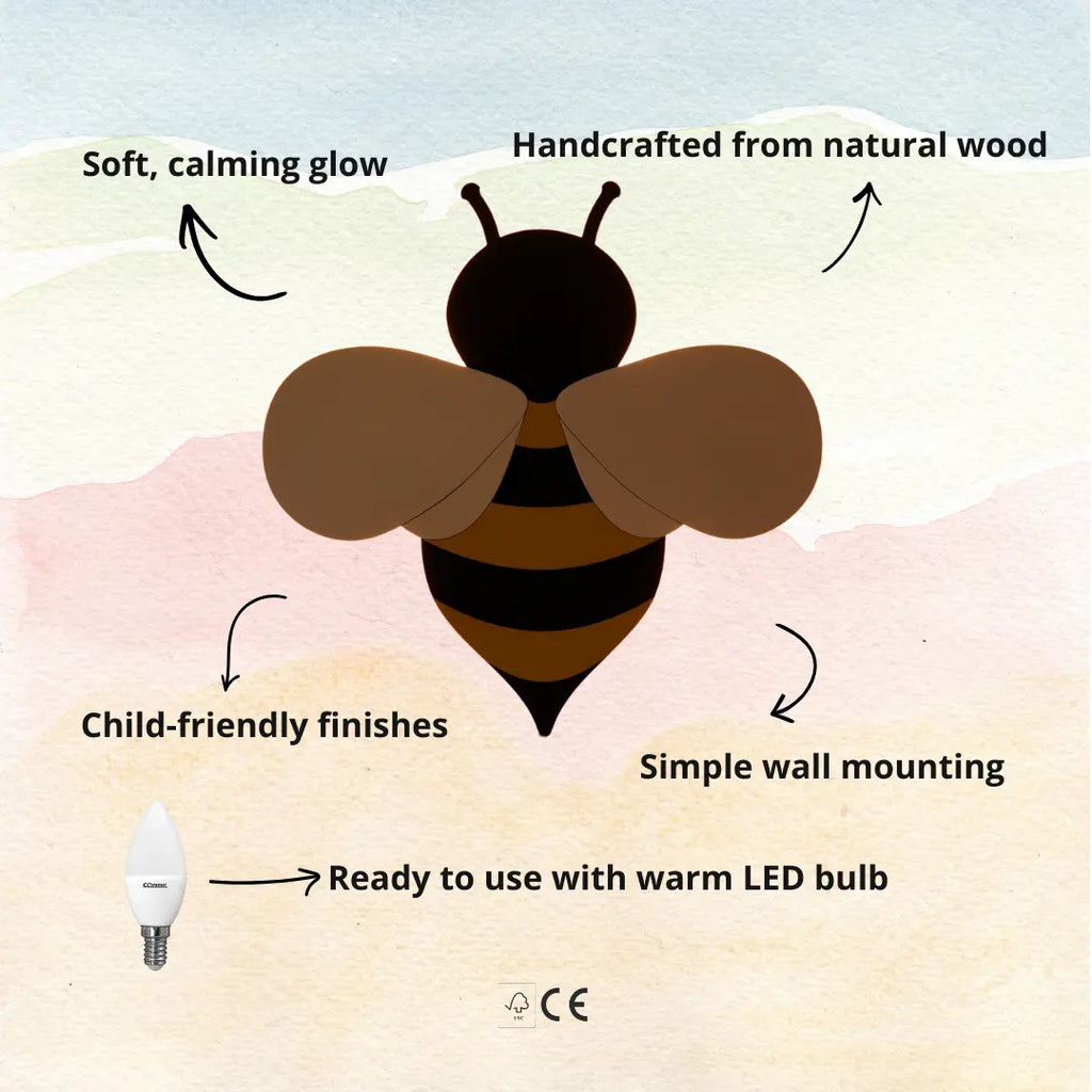 Bee | Wooden Wall Lamp for Kids’ Room