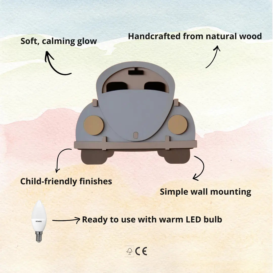 Car | Wooden Wall Lamp for Kids’ Room