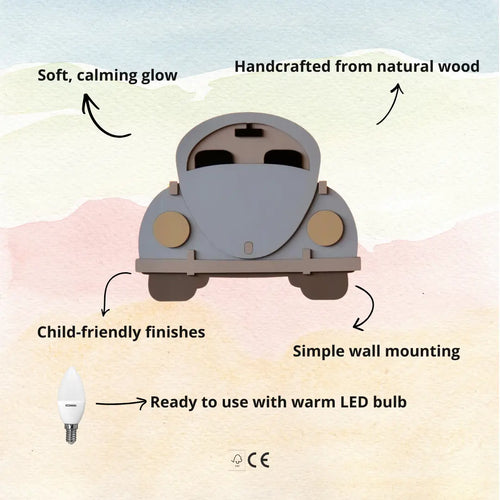 Car | Wooden Wall Lamp for Kids’ Room