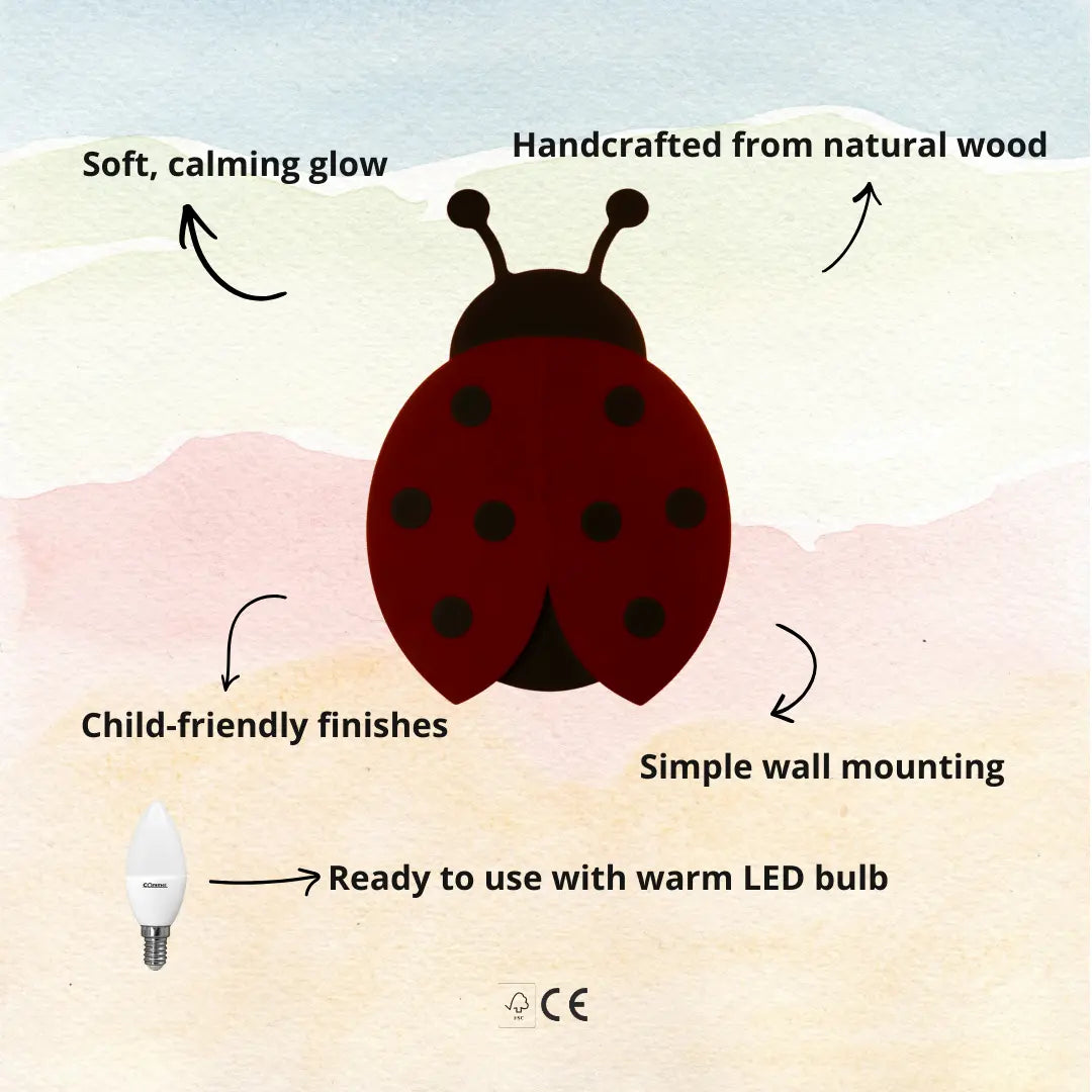 Ladybug | Wooden Wall Lamp for Kids’ Room