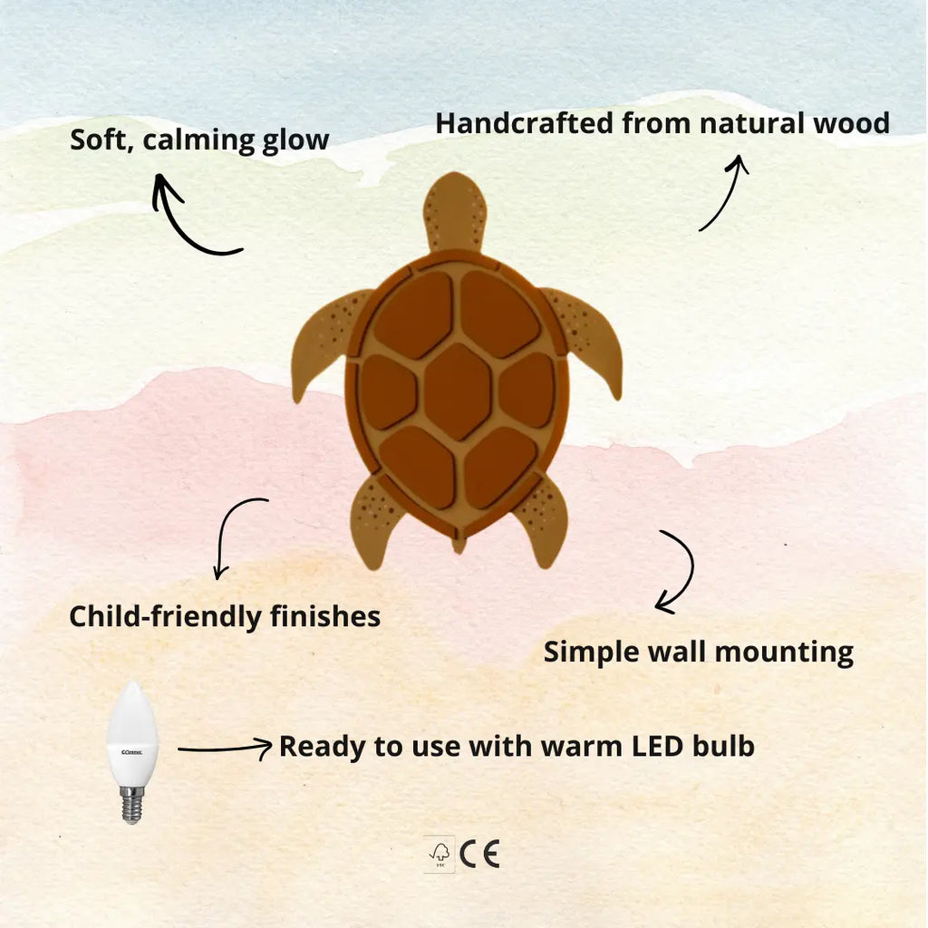 Schildkröte | Wandlampe aus Holz fürs Kinderzimmer
