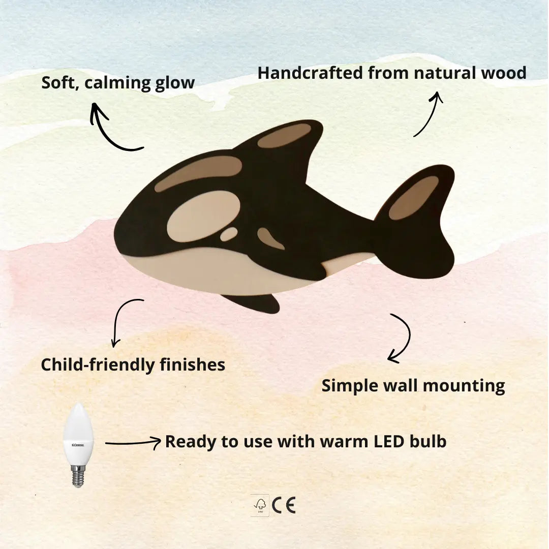Orca | Wooden Wall Lamp for Kids’ Room