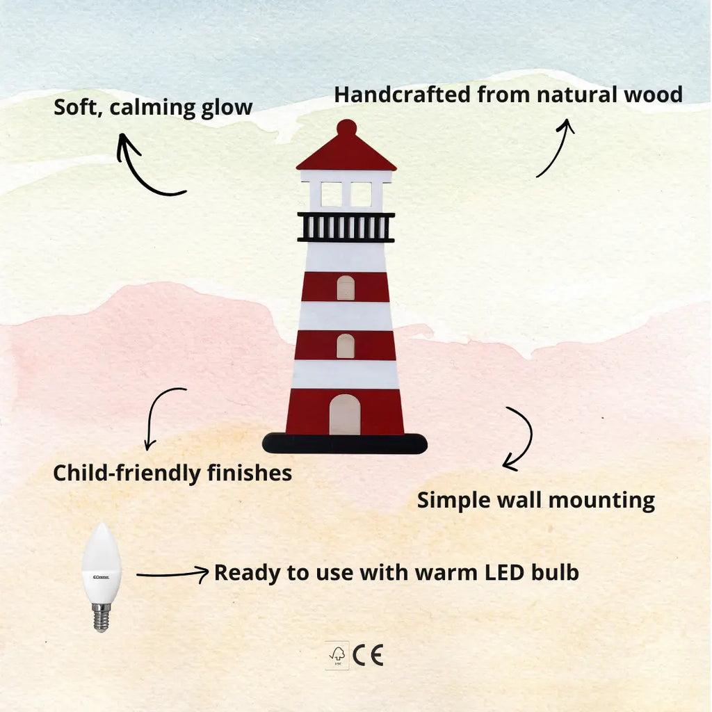 Lighthouse | Wooden Wall Lamp for Kids’ Room