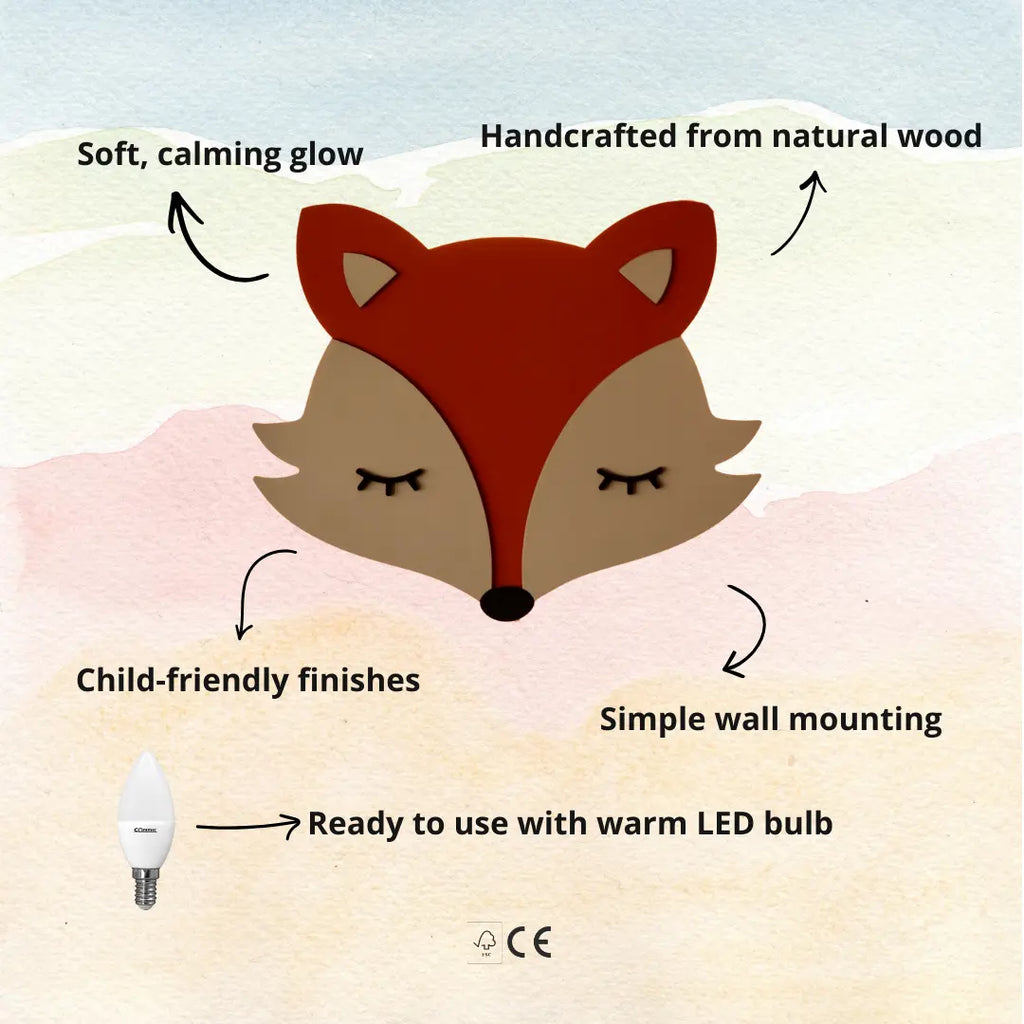Fox | Wooden Wall Lamp for Kids’ Room