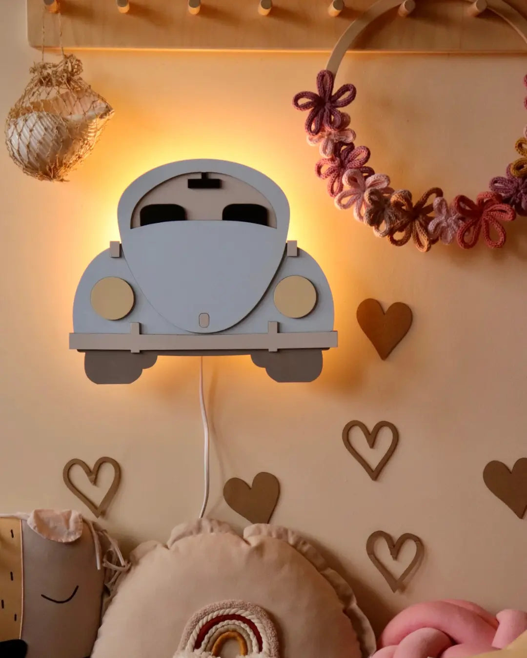 Car | Wooden Wall Lamp for Kids’ Room