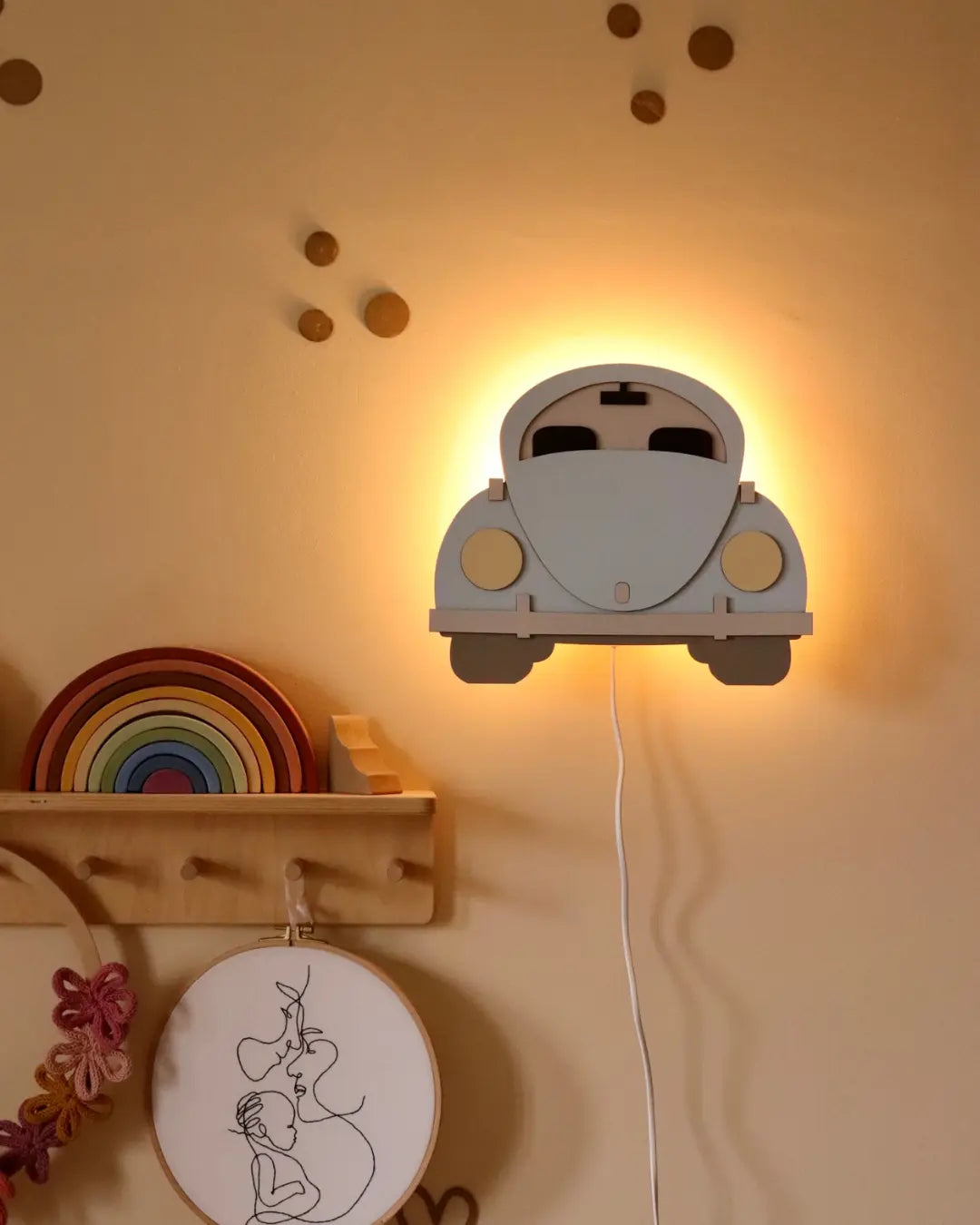 Car | Wooden Wall Lamp for Kids’ Room