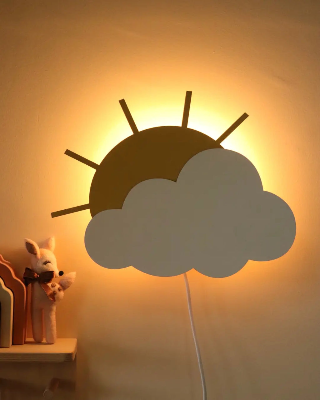 Sunny Cloud | Wooden Wall Lamp for Kids’ Room